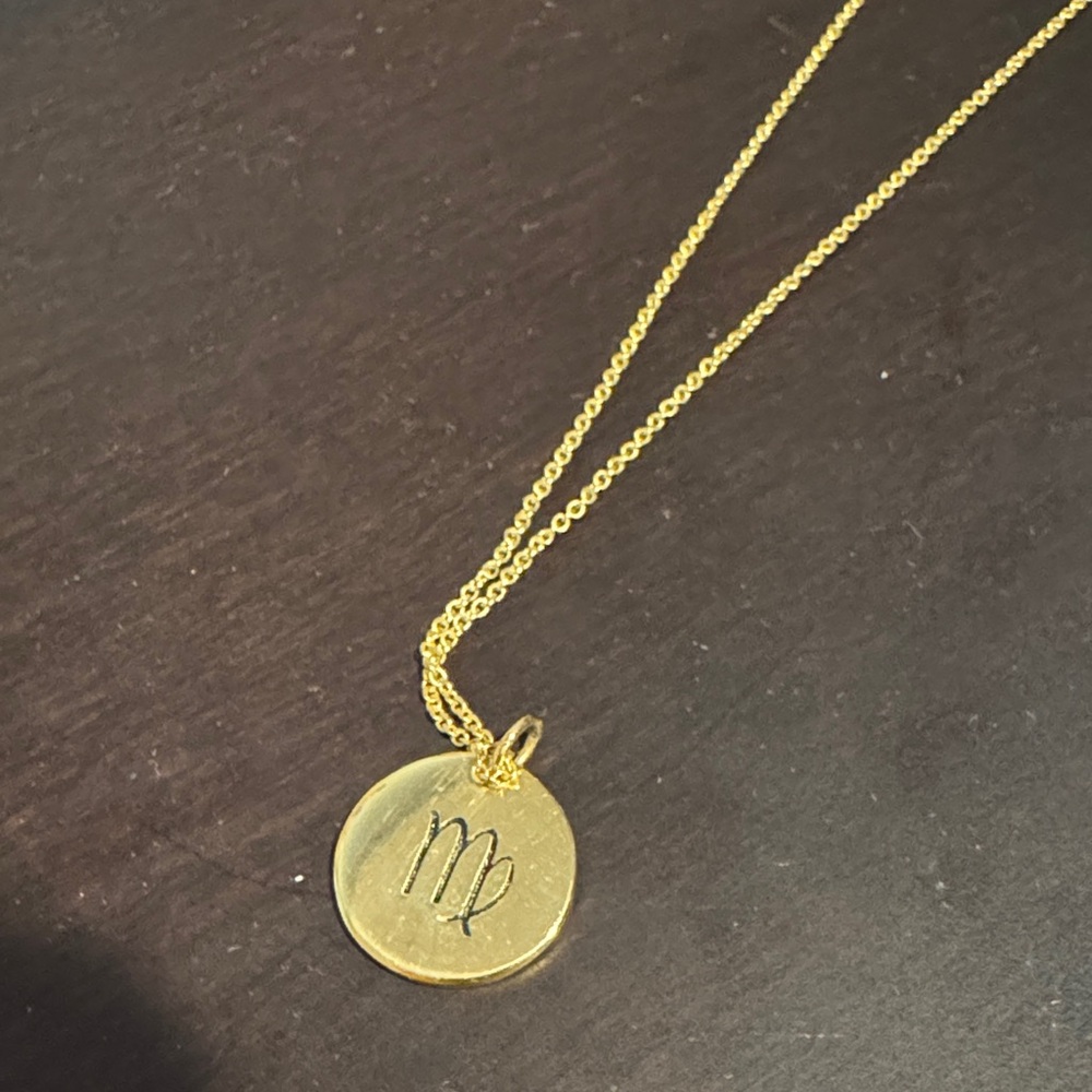 Gold Virgo Zodiac Coin Necklace | 925 Sterling Silver | lowest price